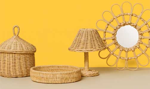 Doğal rattan el işçiliği dekor ürünleri